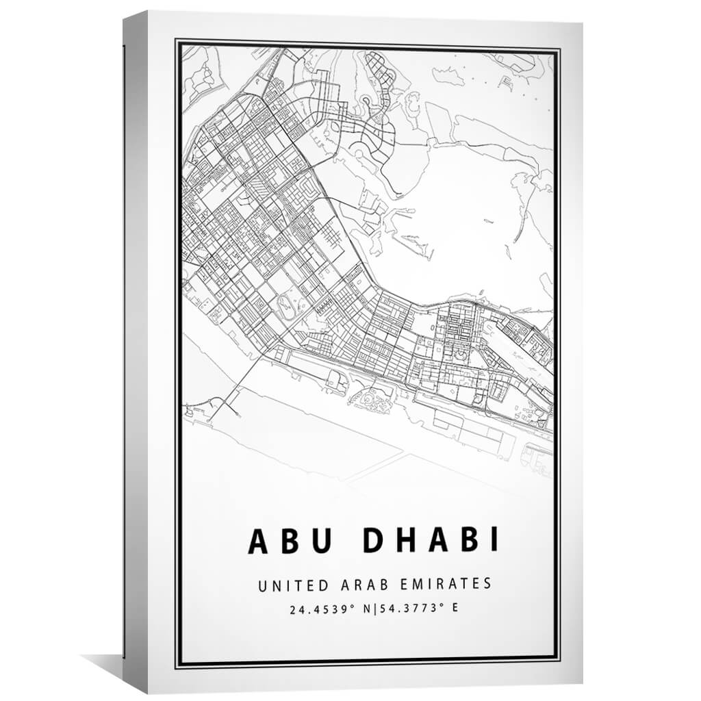 Abu Dhabi White Map Canvas - Image 2