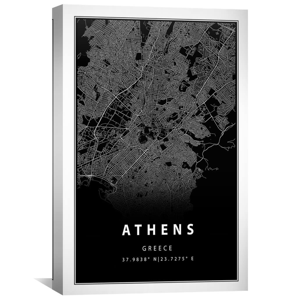 Athens Black Map Canvas - Image 2