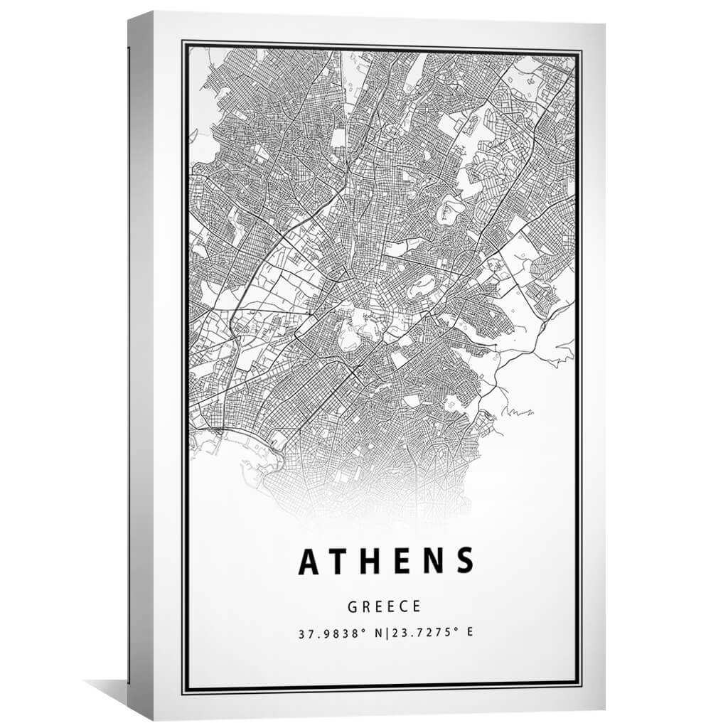 Athens White Map Canvas - Image 2