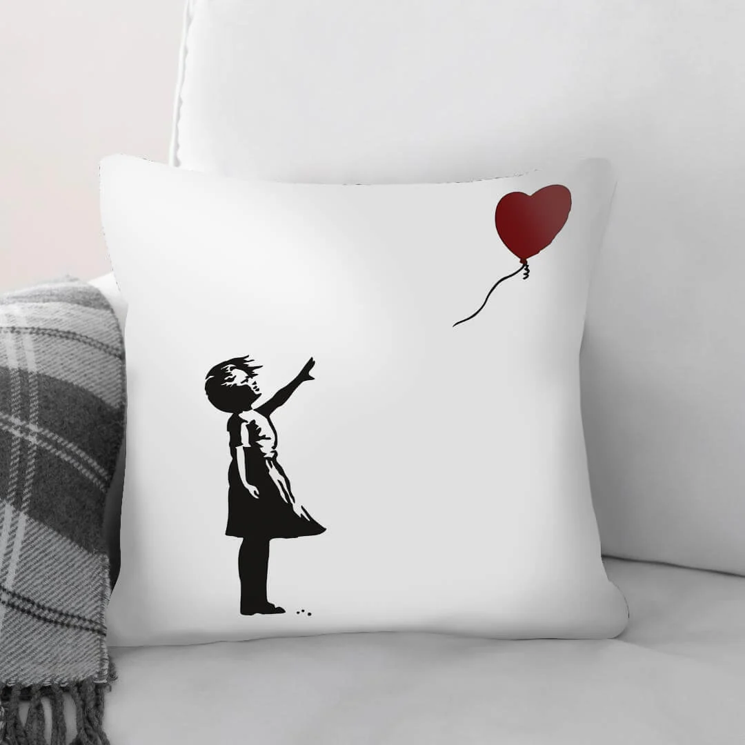 Banksy Balloon Heart Girl Cushion - Image 2