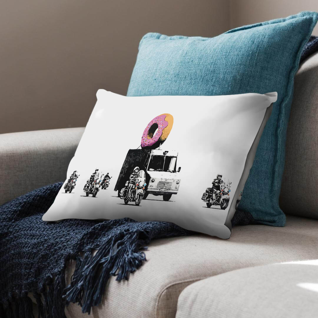 Banksy Doughnut Police Escort Cushion - Image 2
