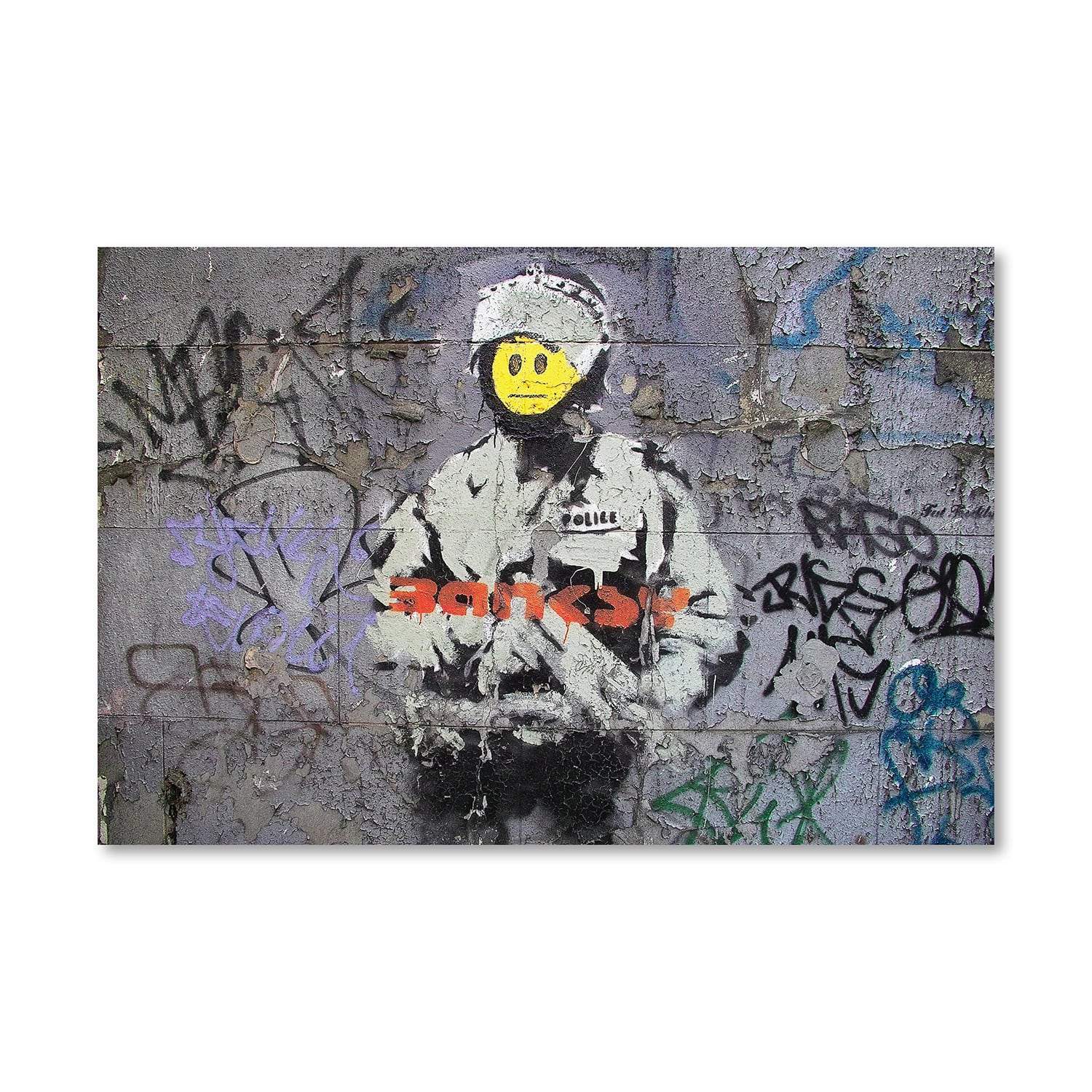 Banksy Smiley Riot Cop Canvas - Image 3