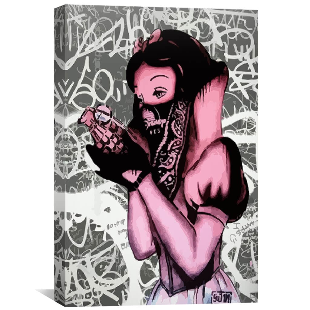 Banksy Snow White Grenade Canvas - Image 2