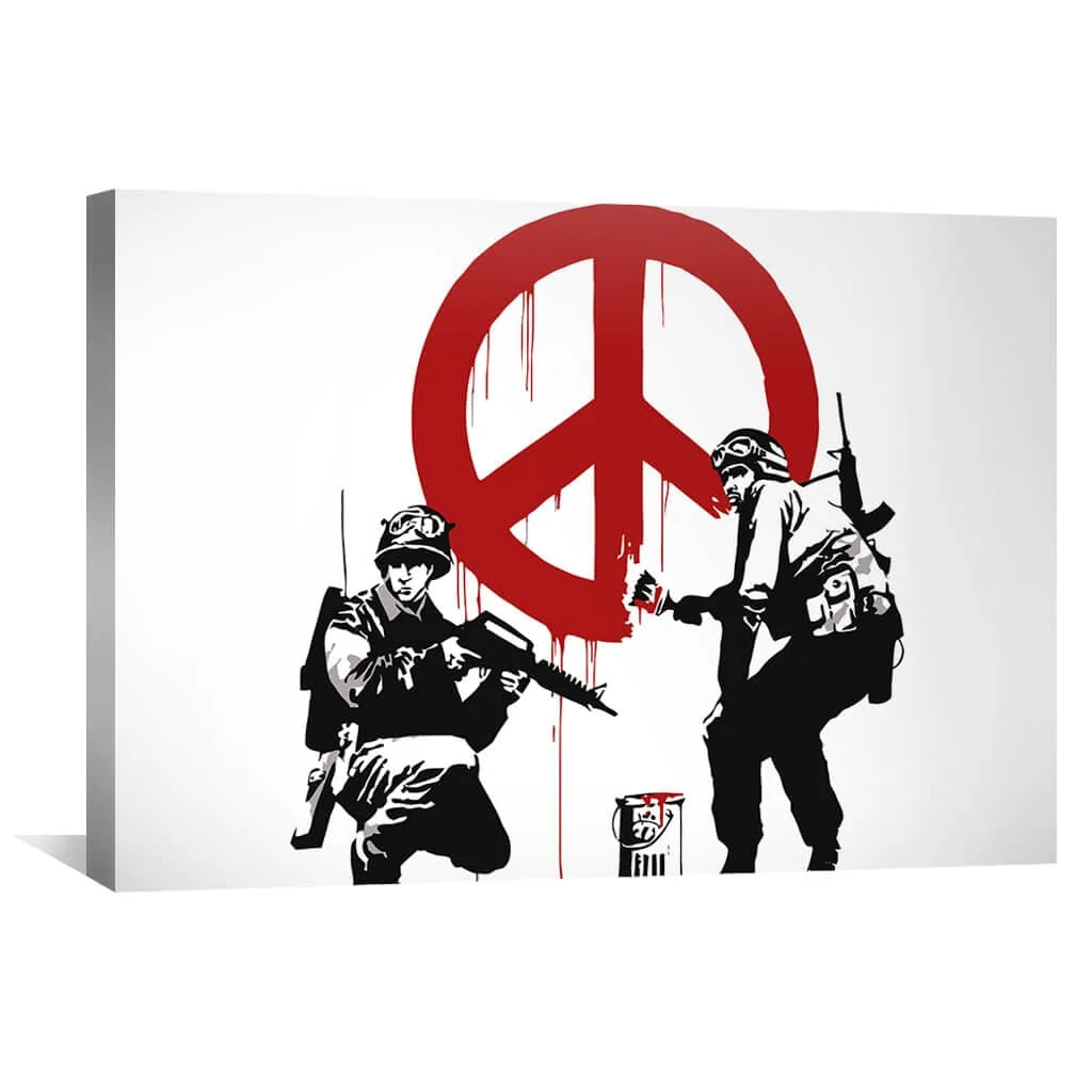 Banksy Soldiers Painting CND Sign Canvas - Image 2