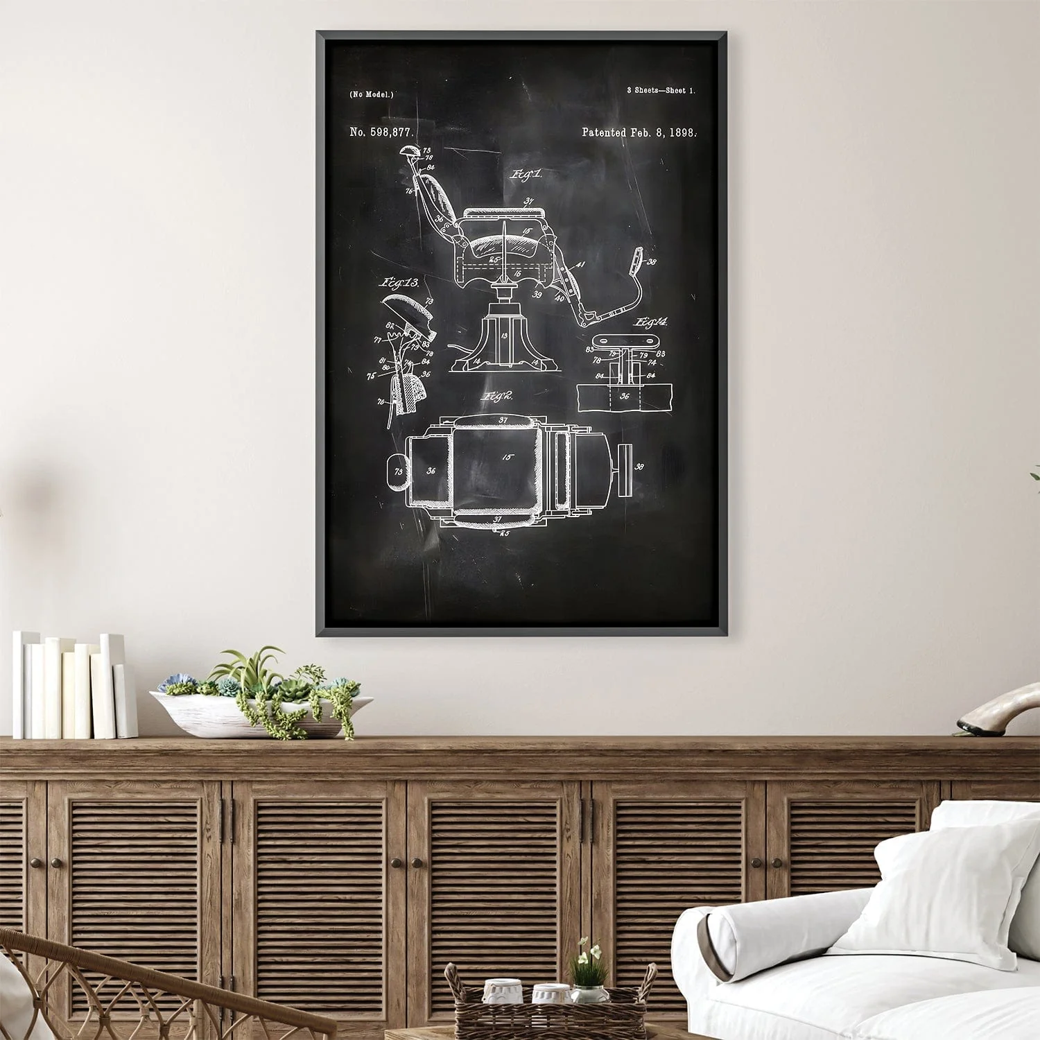 Barber Chair Blue print Canvas - Image 2