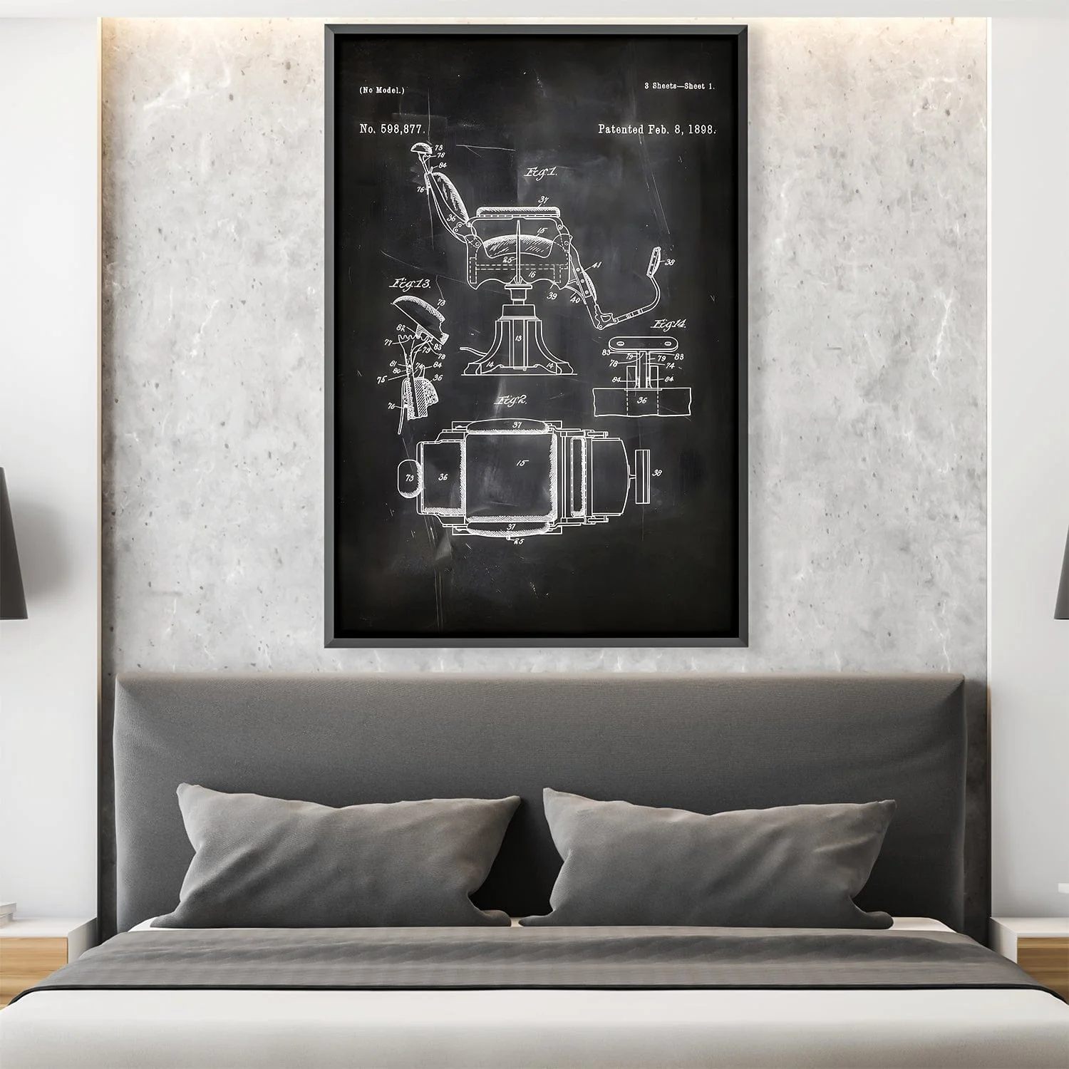 Barber Chair Blue print Canvas - Image 3
