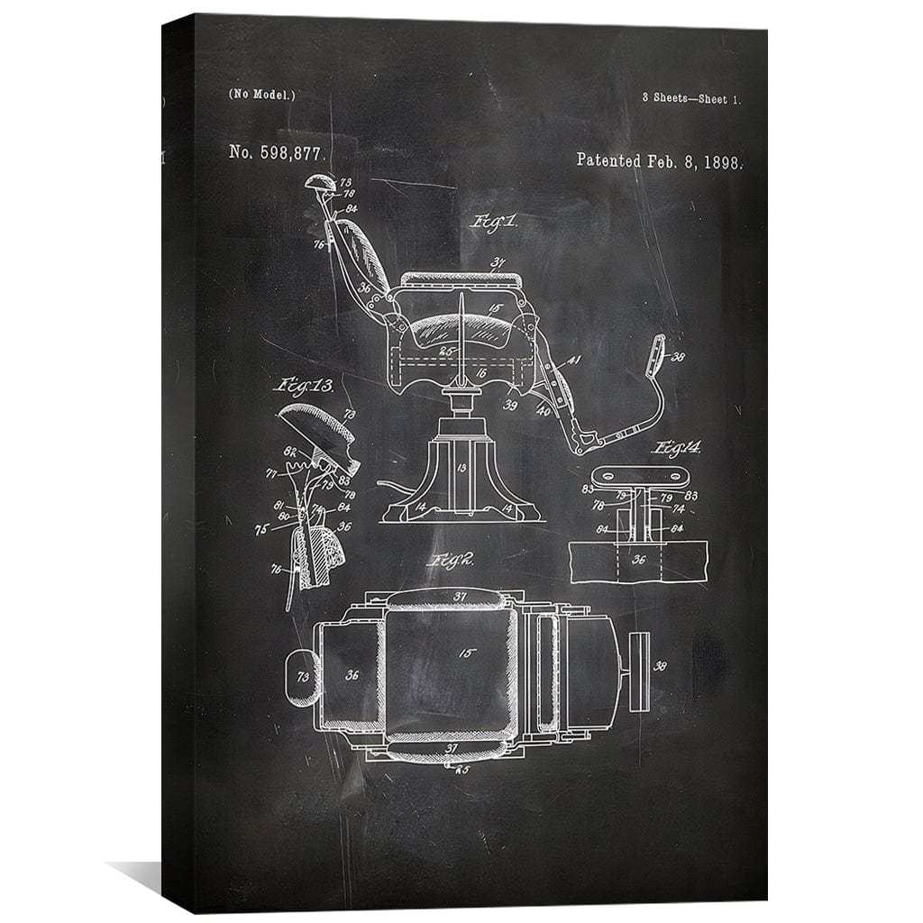 Barber Chair Blue print Canvas - Image 4