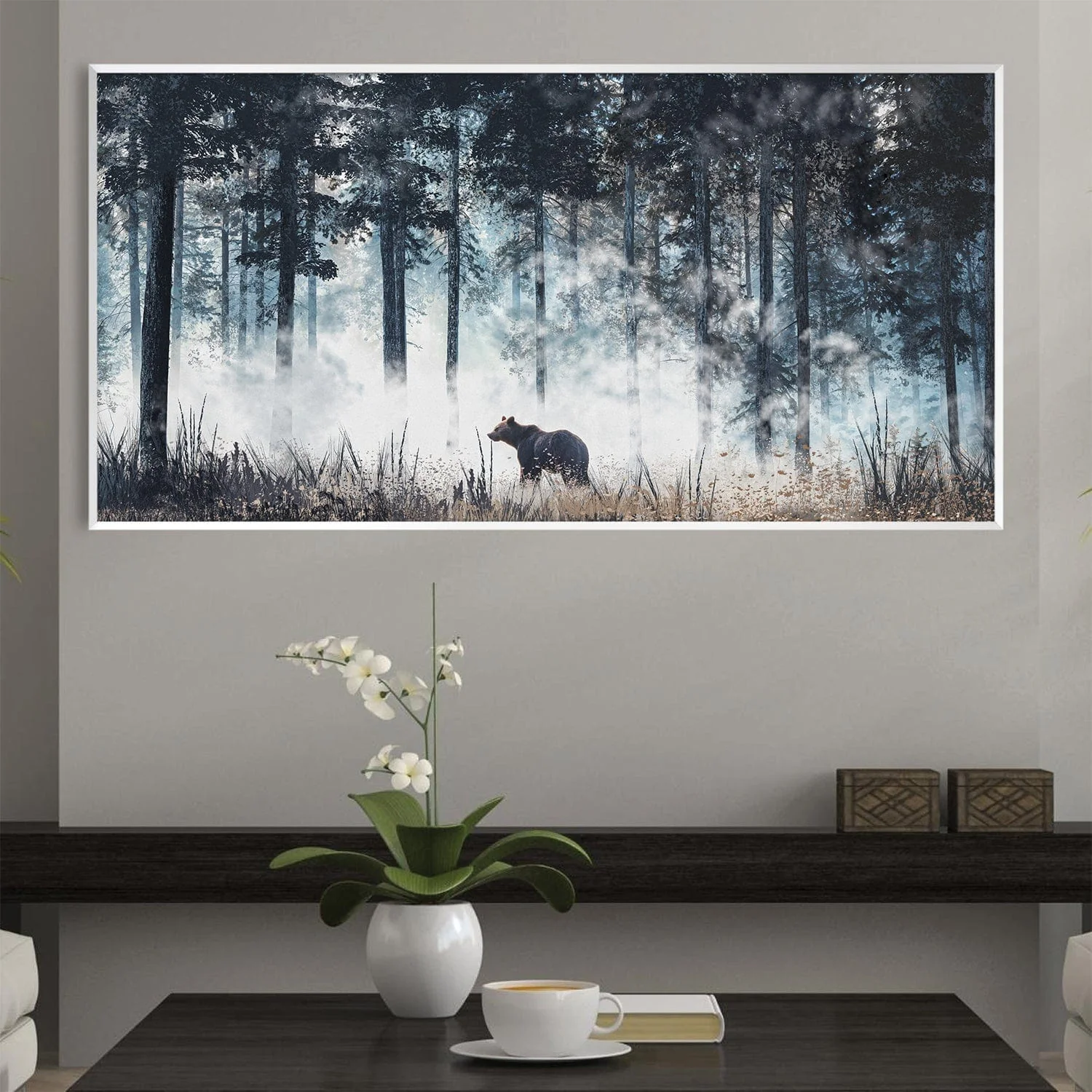 Bear in the mist Canvas - Image 3