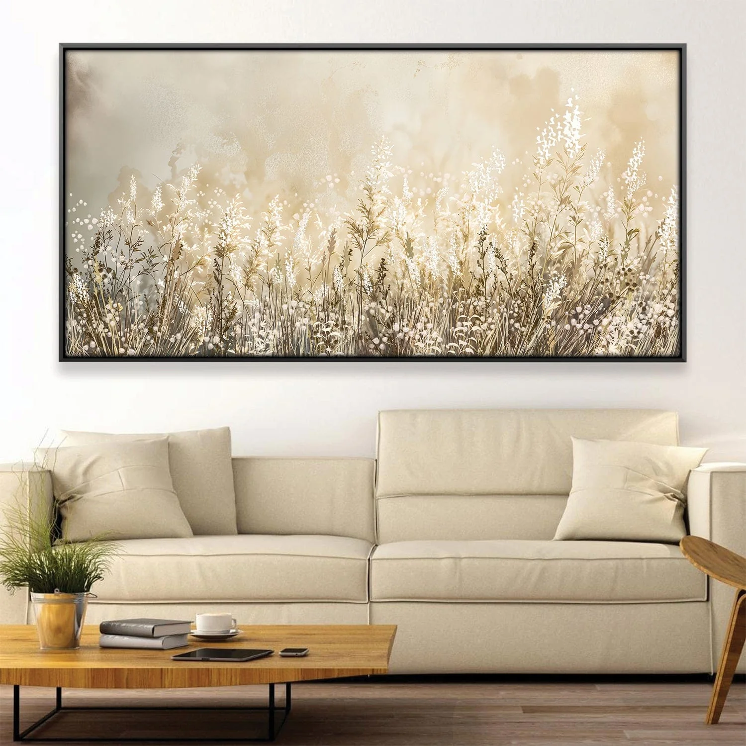 Beige Blossoms Canvas
