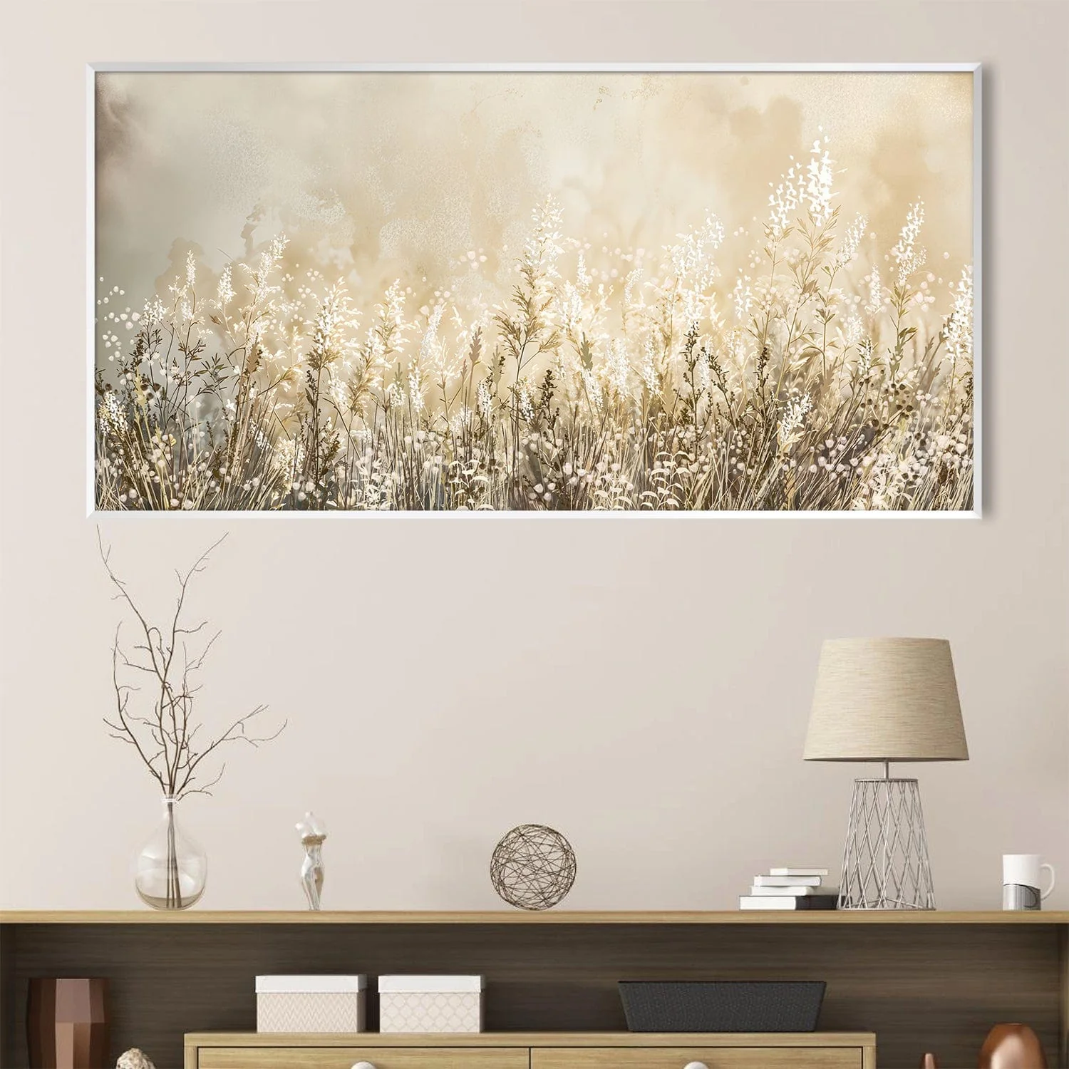 Beige Blossoms Canvas - Image 3