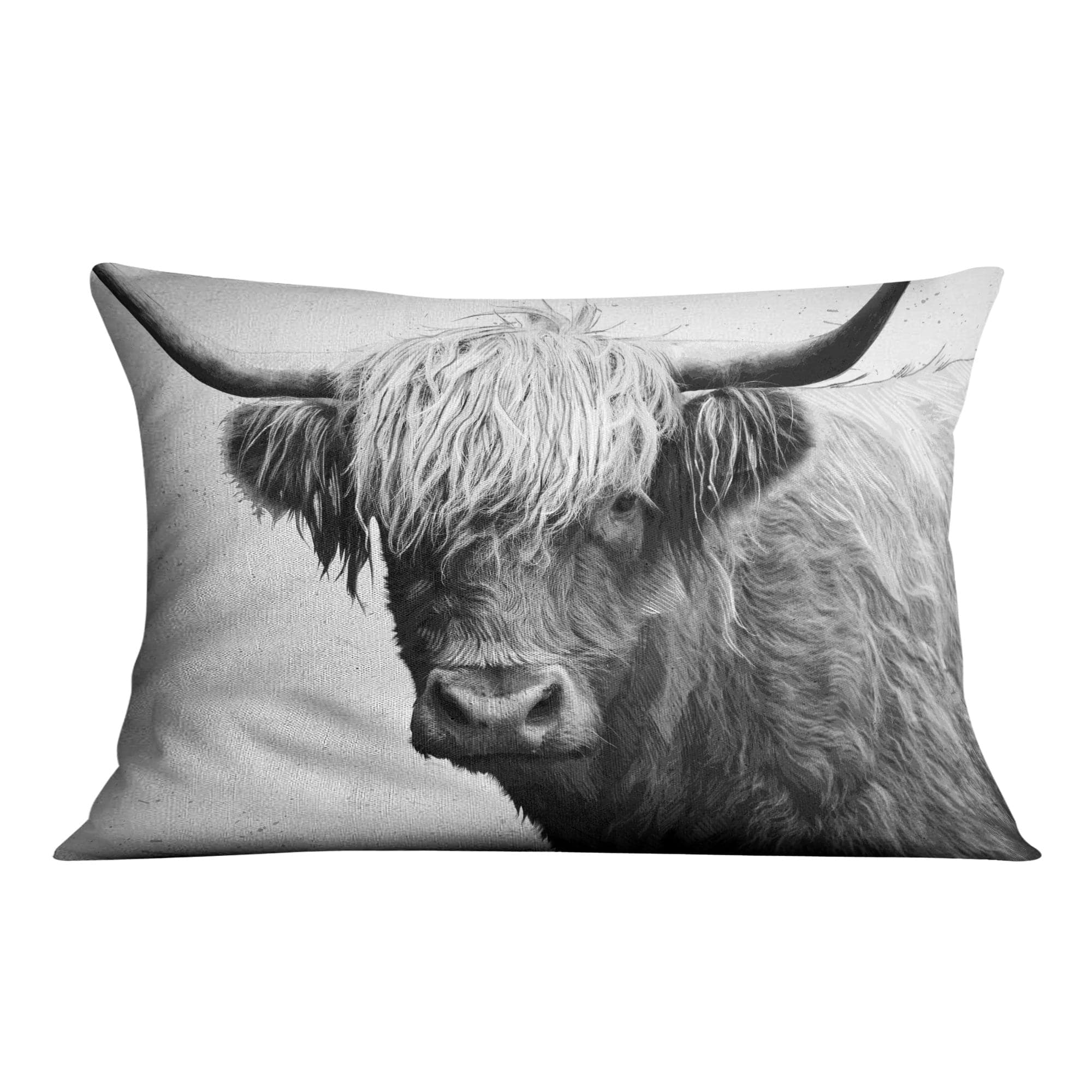 Black and White Highland Cow Cushion - Image 3