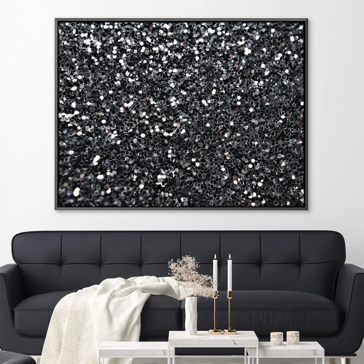 Black Glitter III Canvas