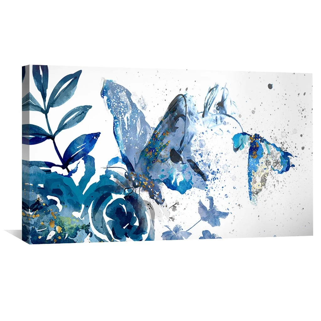 Blue Butterflies in Abstract Eden Canvas - Image 4