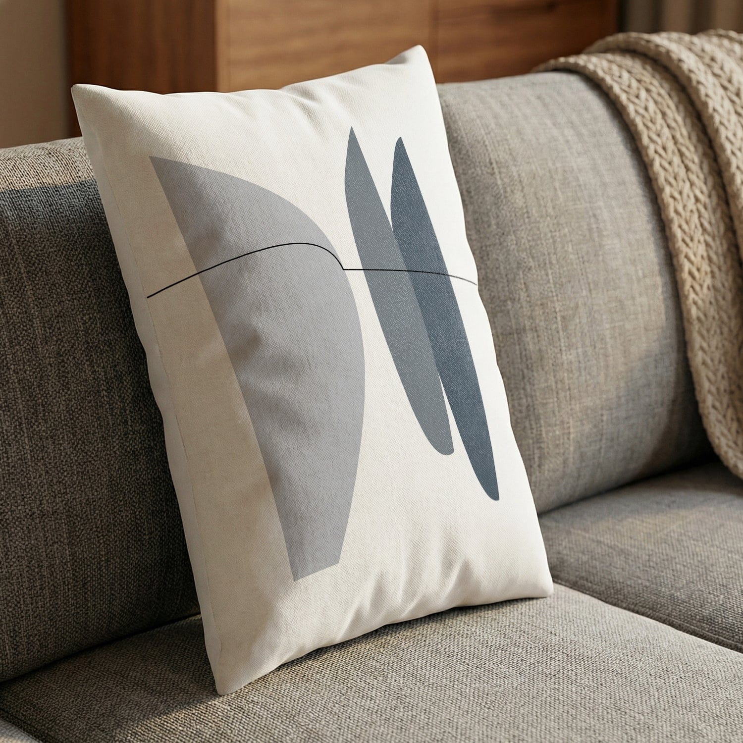 Blue Gray Abstract A Cushion - Image 2