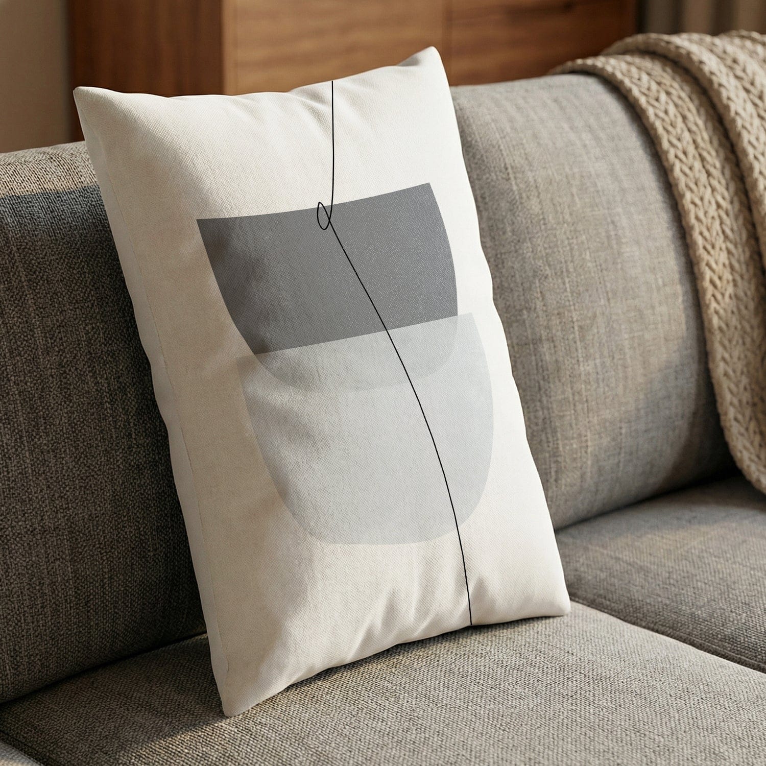 Blue Gray Abstract B Cushion - Image 2