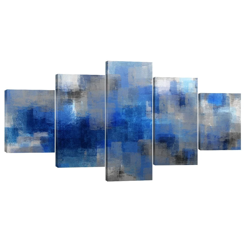 Blue Layers Canvas - 5 Panel - Image 2