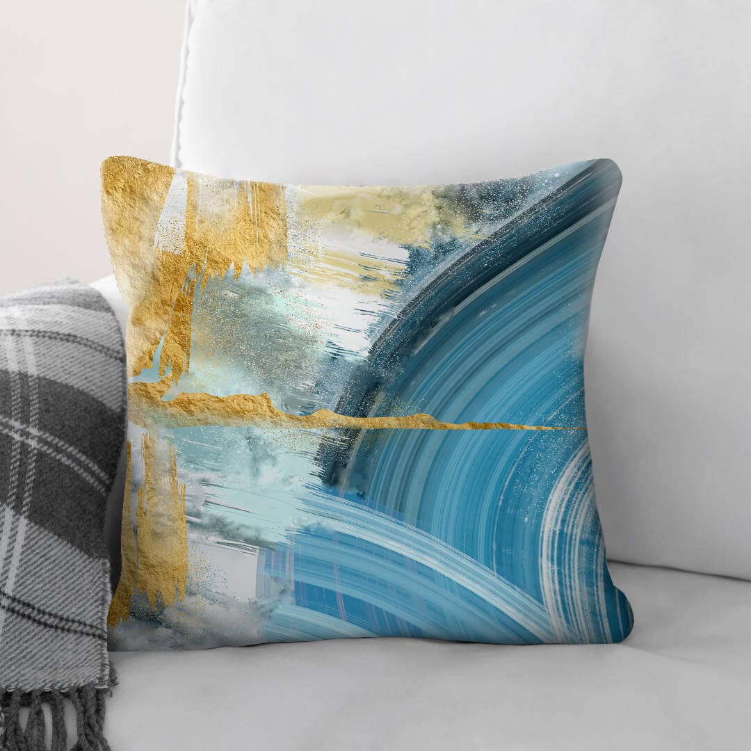 Blue Yellow Abstract B Cushion - Image 2
