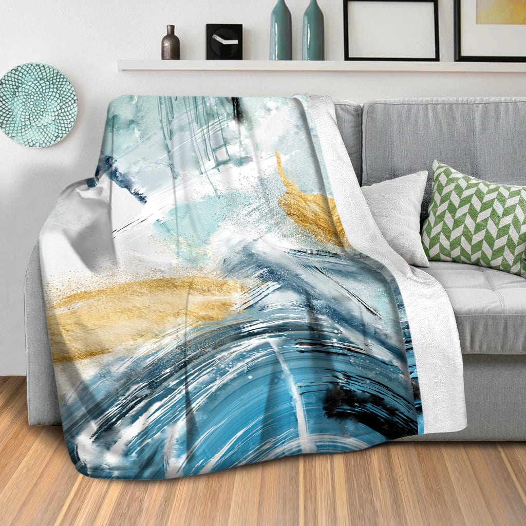 Blue Yellow Abstract C Blanket - Image 2