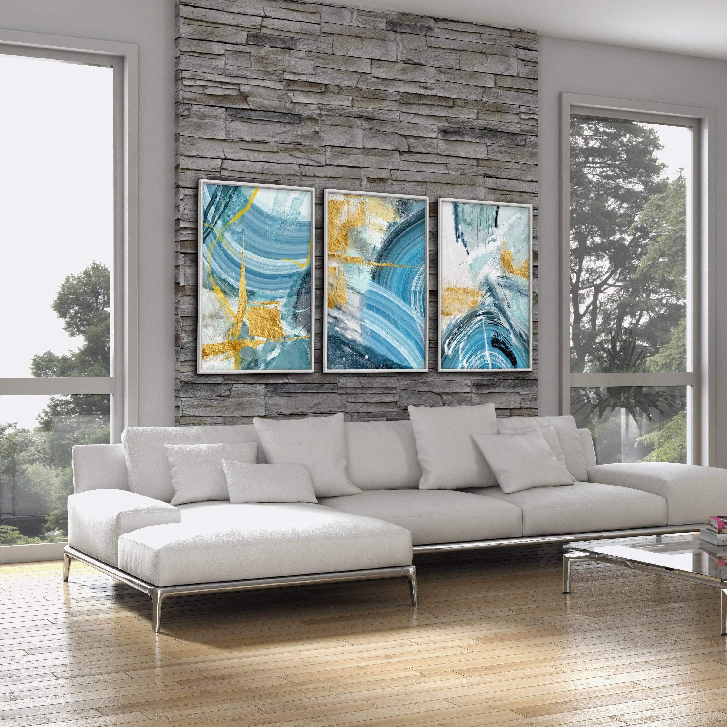 Blue Yellow Abstract Canvas - Image 5
