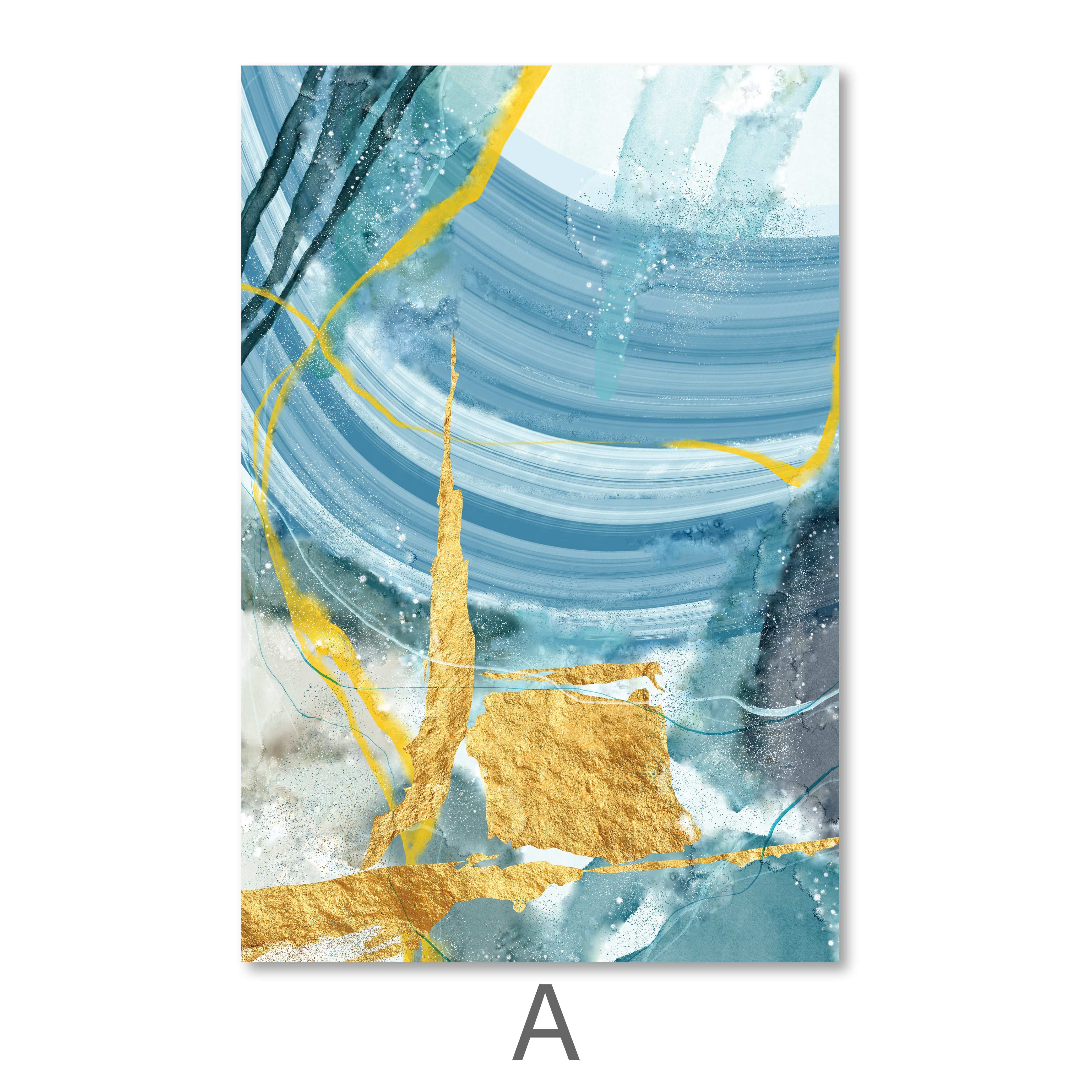 Blue Yellow Abstract Canvas - Image 6