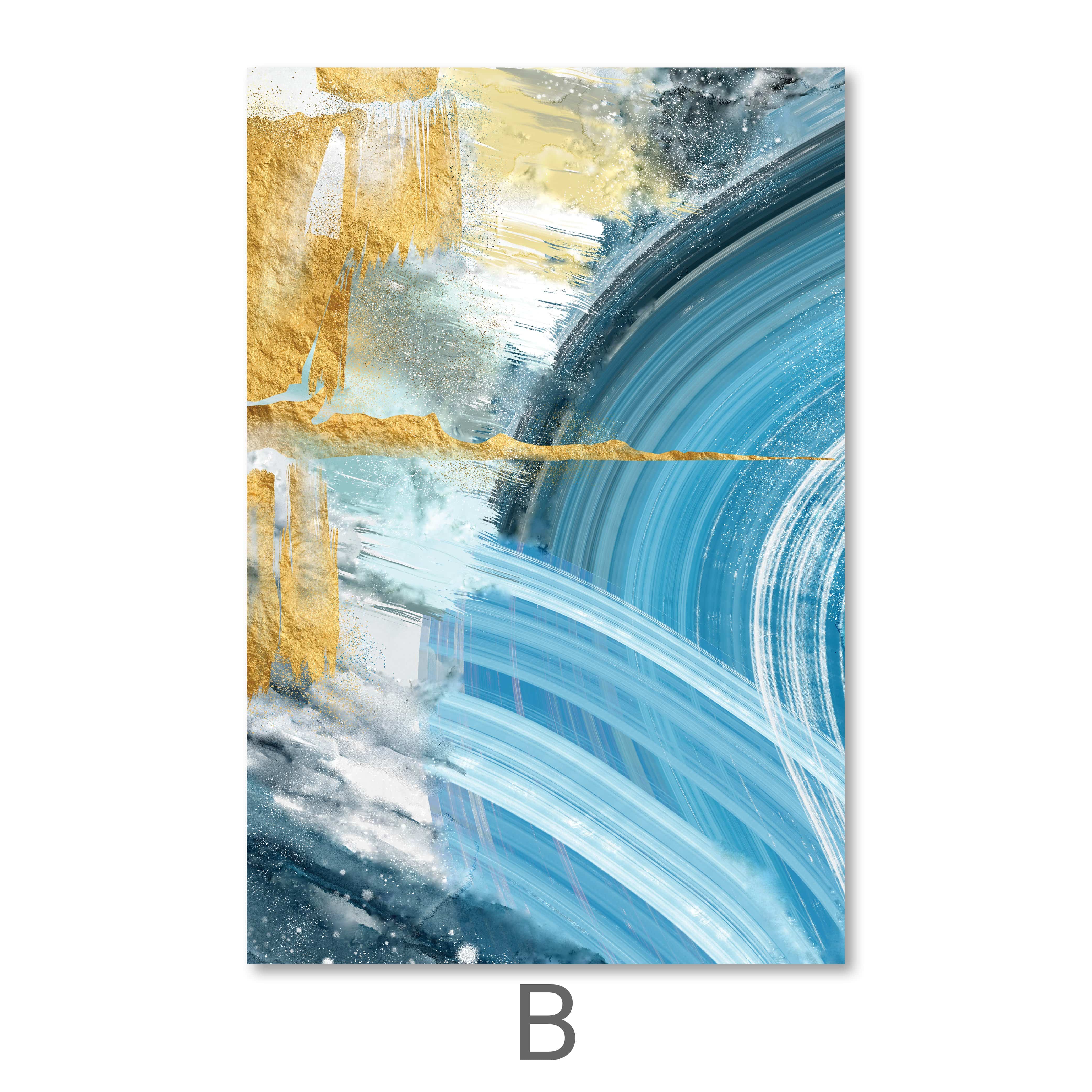 Blue Yellow Abstract Canvas - Image 7