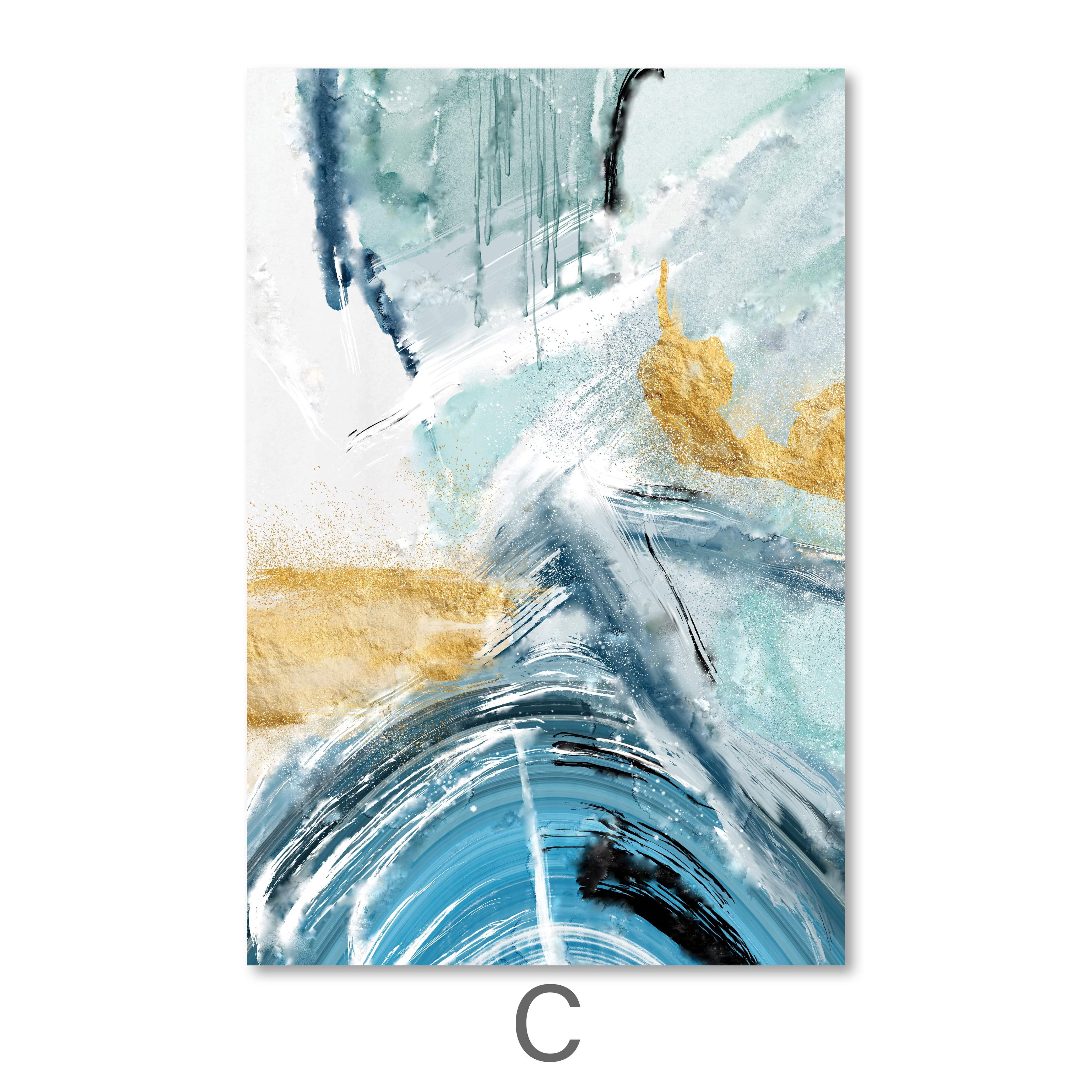 Blue Yellow Abstract Canvas - Image 8