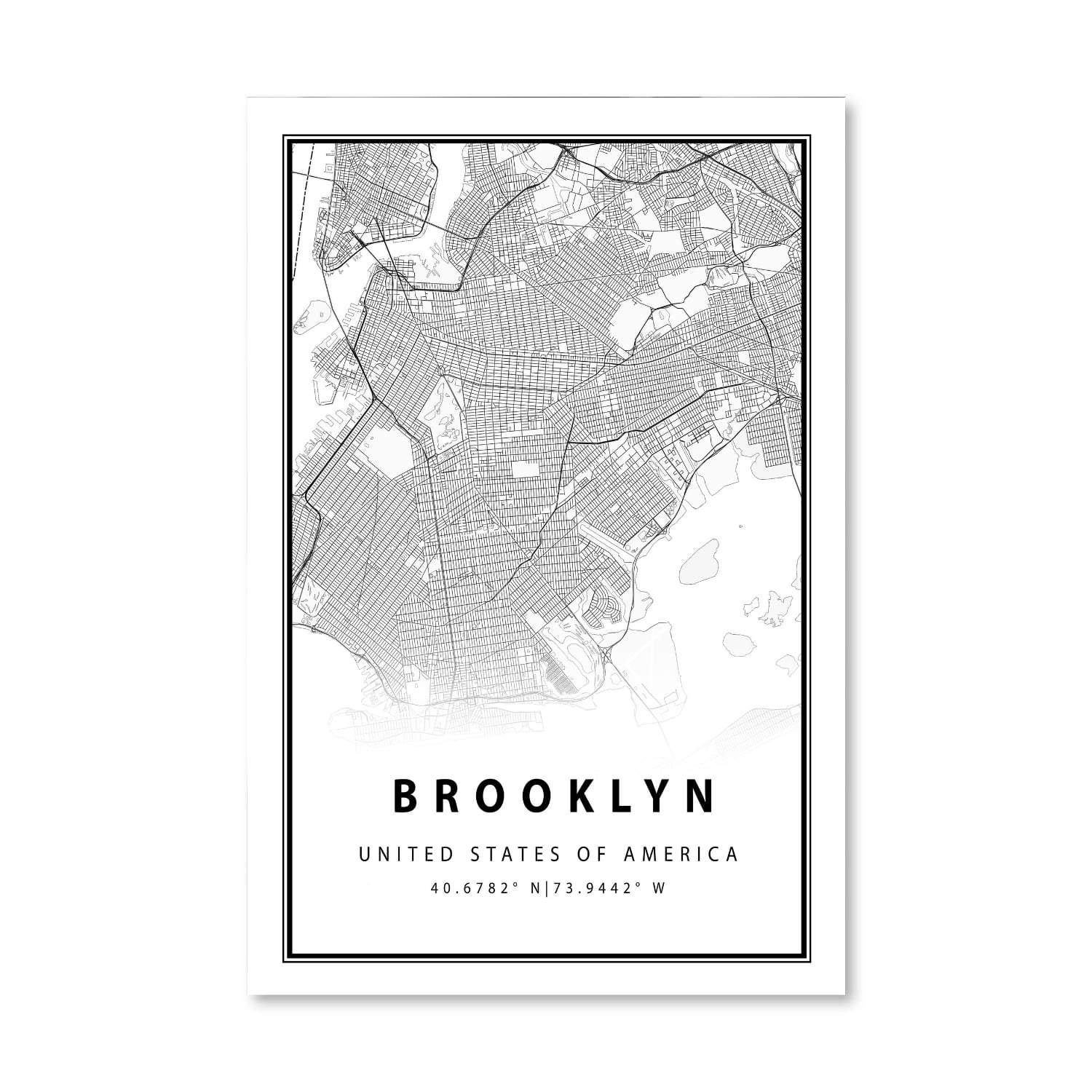 Brooklyn White Map Canvas - Image 3