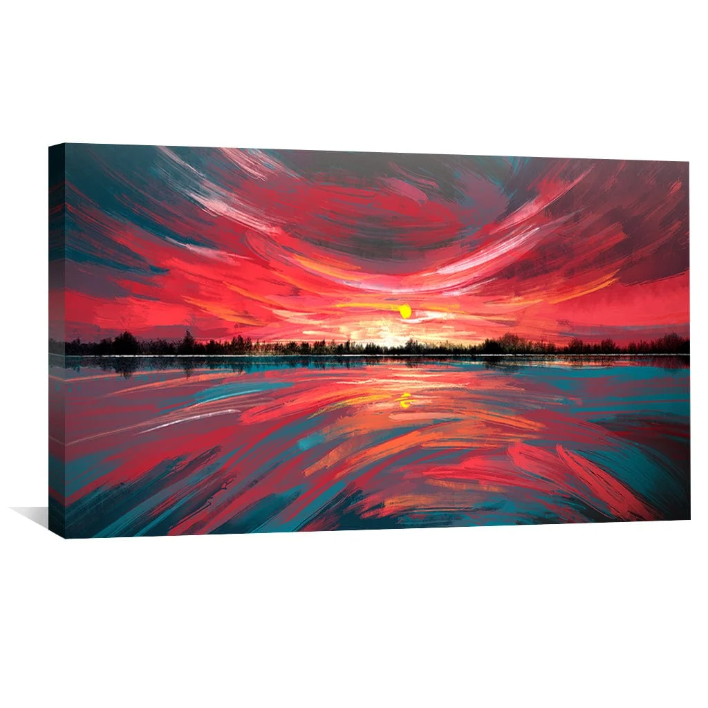Brushstroke Fiery Sky Canvas - Image 4