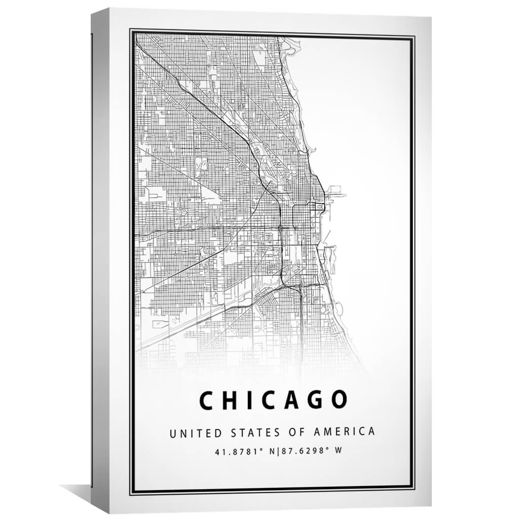 Chicago White Map Canvas - Image 2