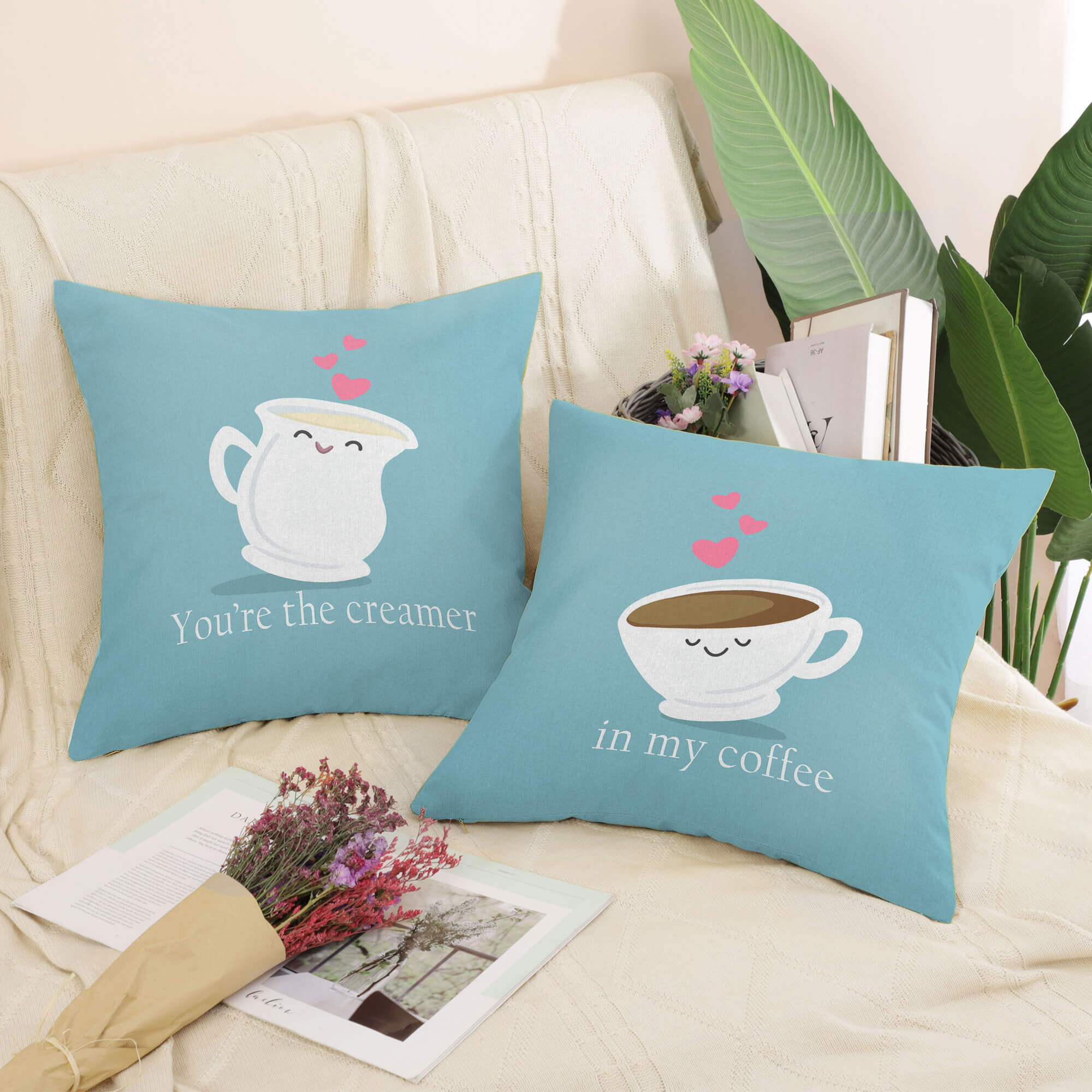 Coffee and Cream Love Cushion - Image 4