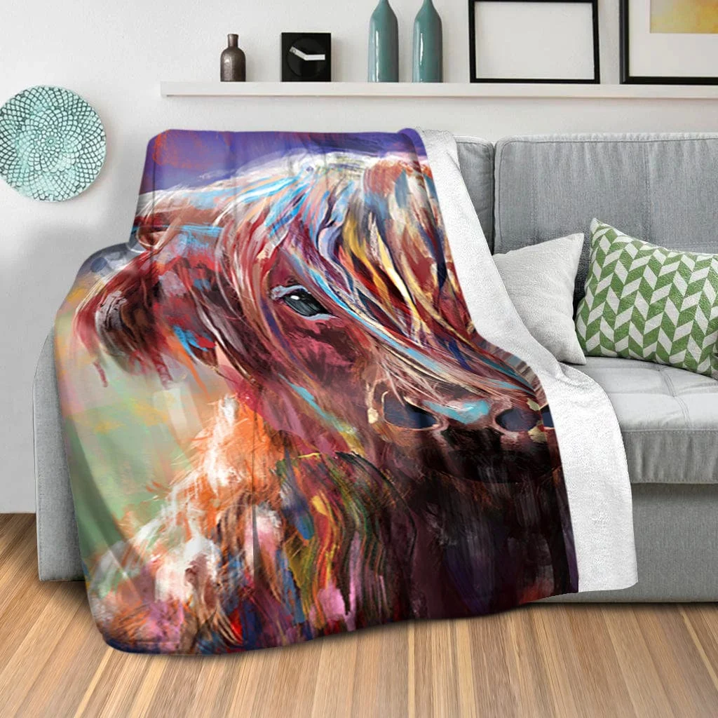 Colorful Highland Cow Blanket - Image 2