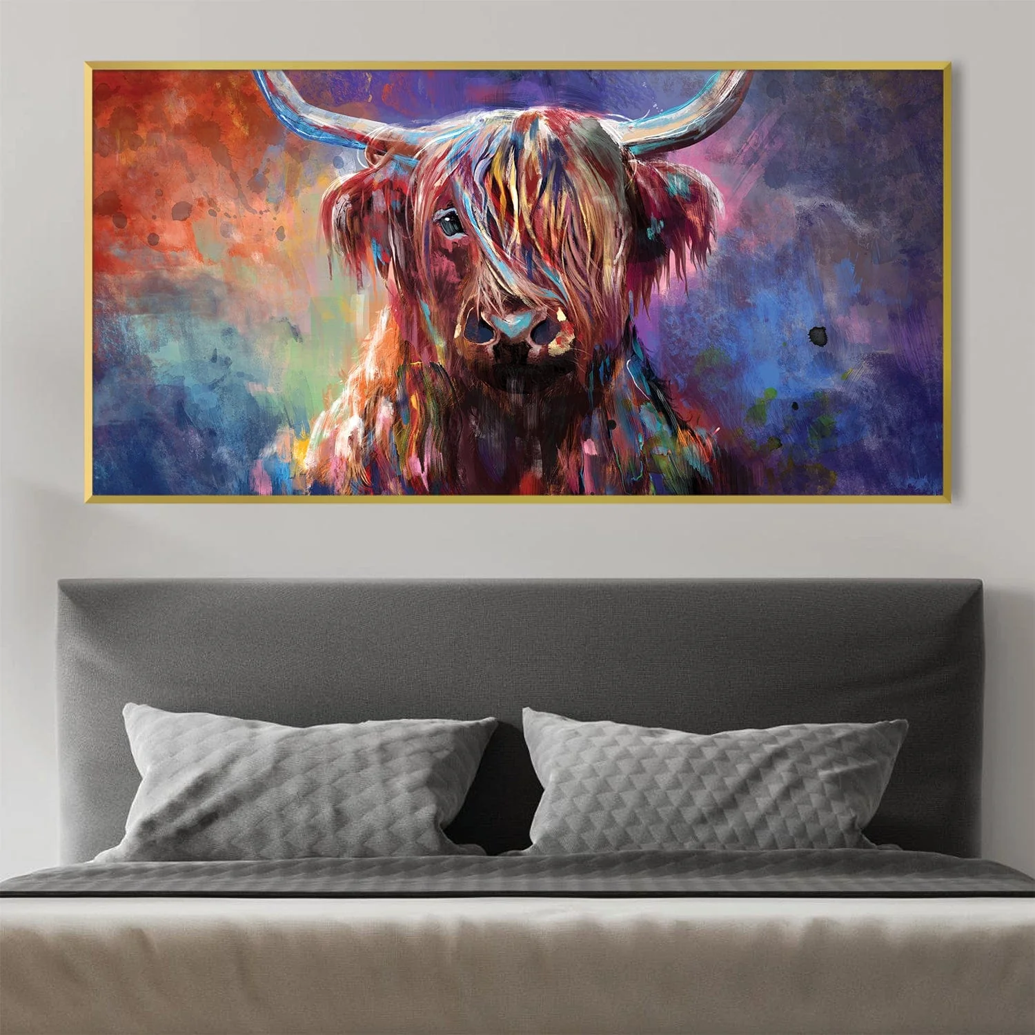 Colorful Highland Cow Canvas - Image 2