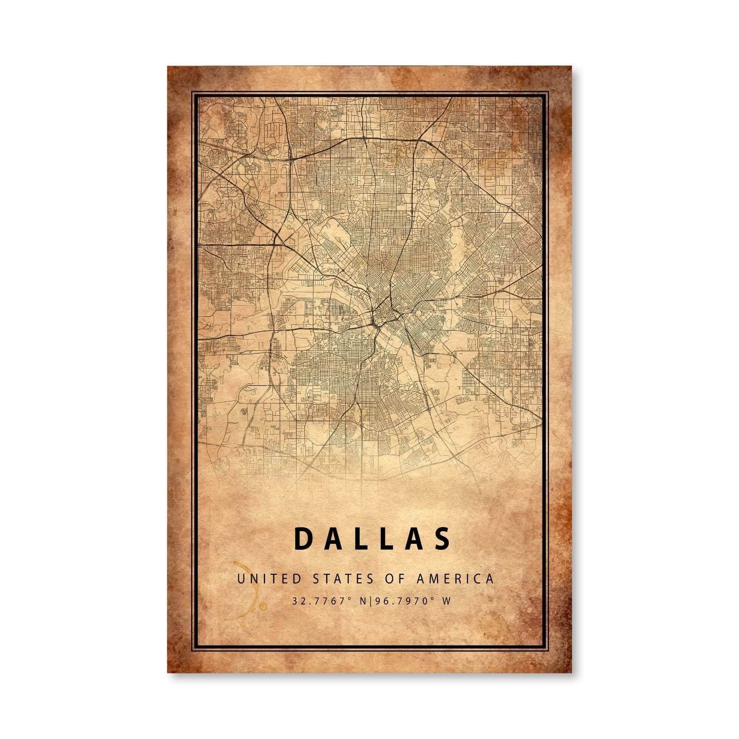 Dallas Vintage Map Canvas - Image 3