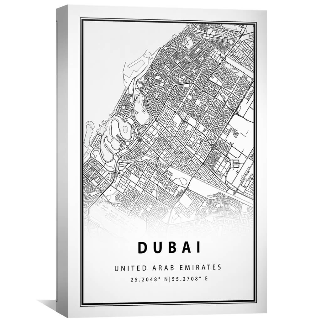 Dubai White Map Canvas - Image 2