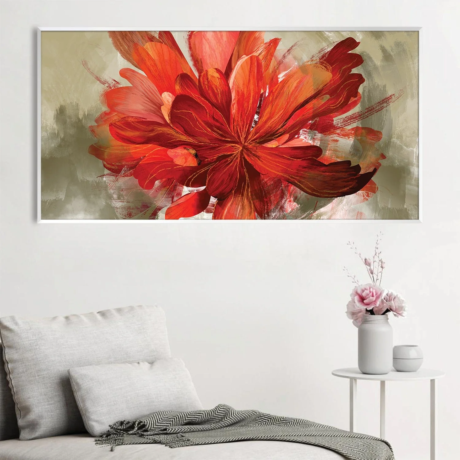 Fiery Petal Bloom Canvas - Image 3