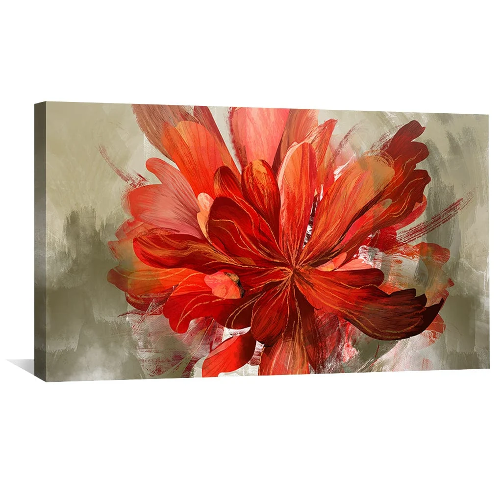 Fiery Petal Bloom Canvas - Image 4