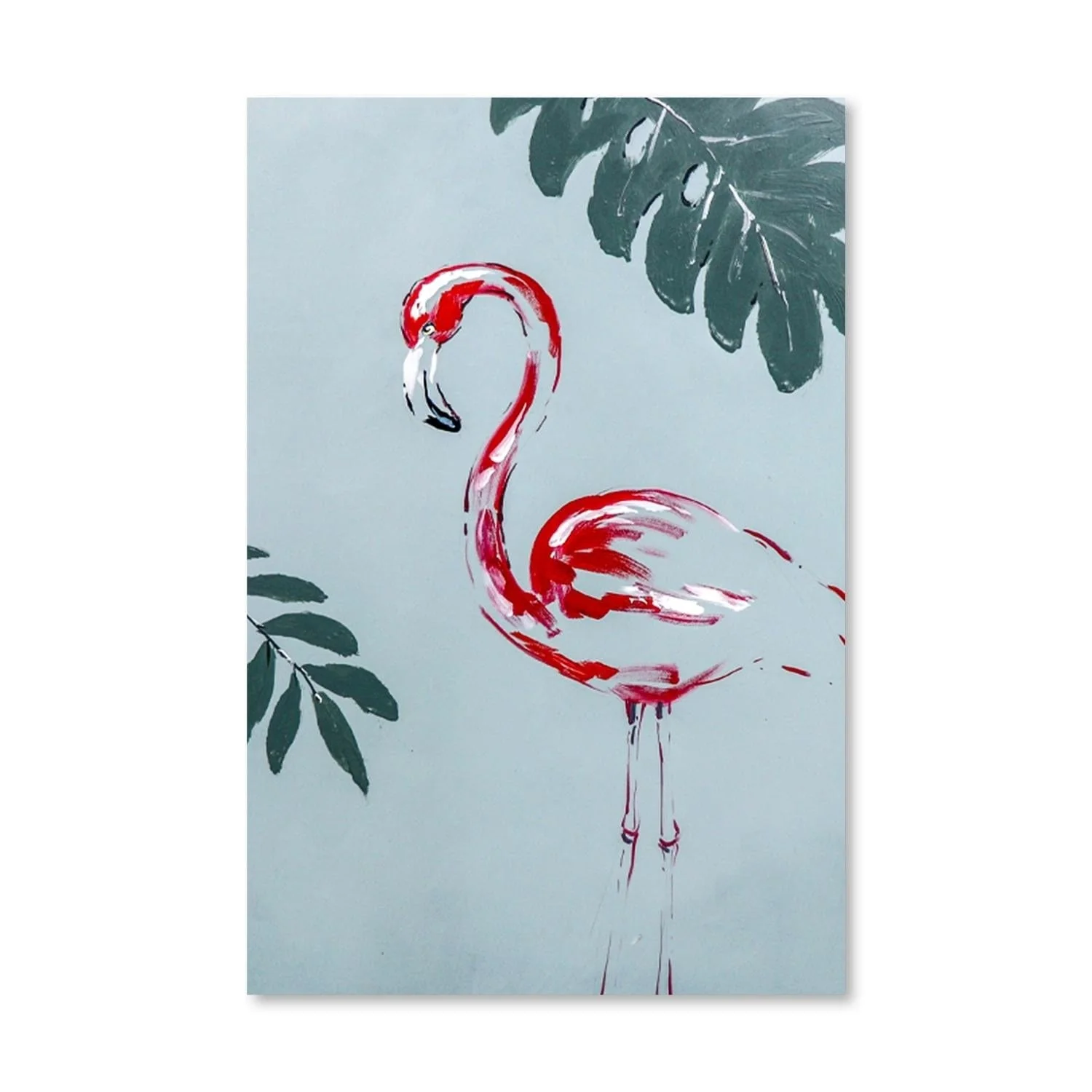 Flamingo Outline Oil Painting - Image 3