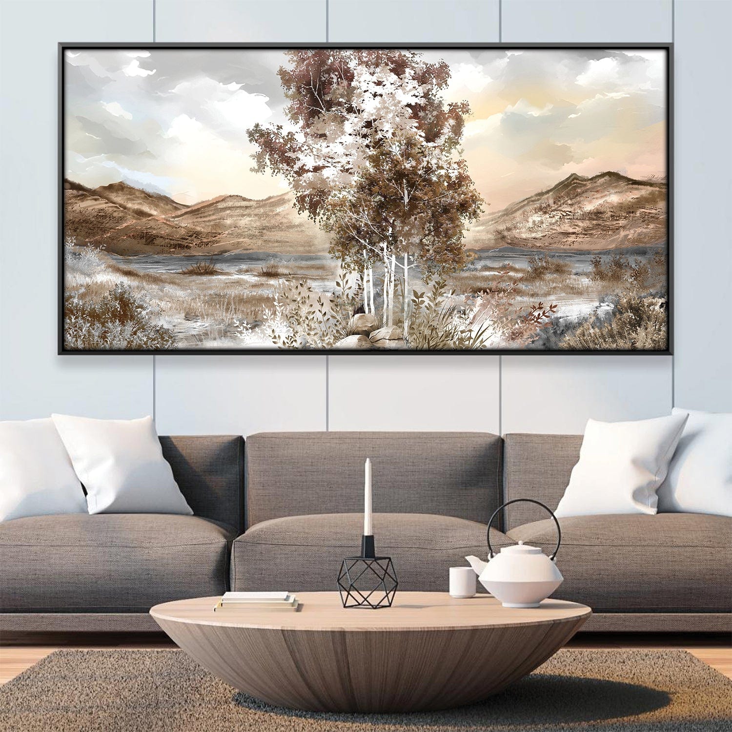 Frosted Bark and Warm Sky Canvas