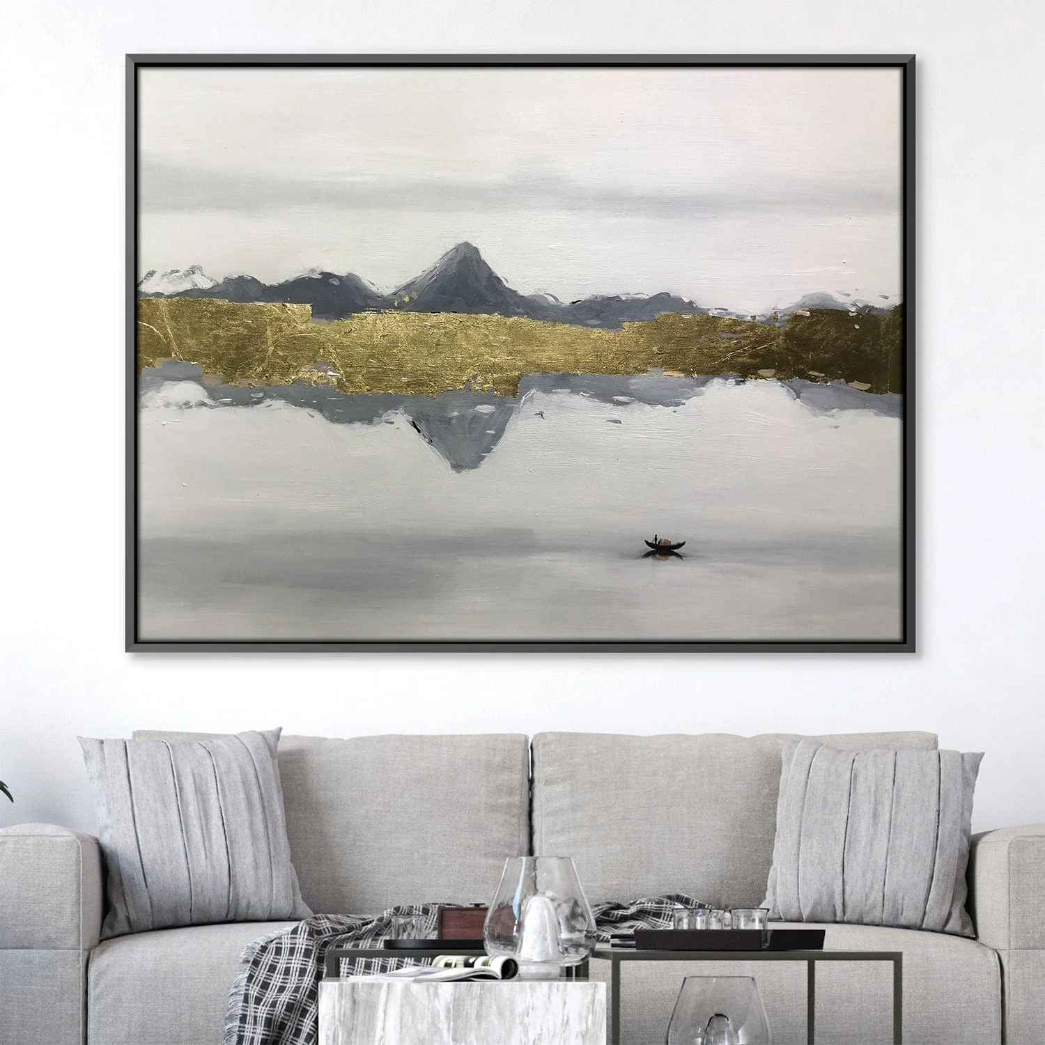 Golden Reflection River Oil Painting - Image 2