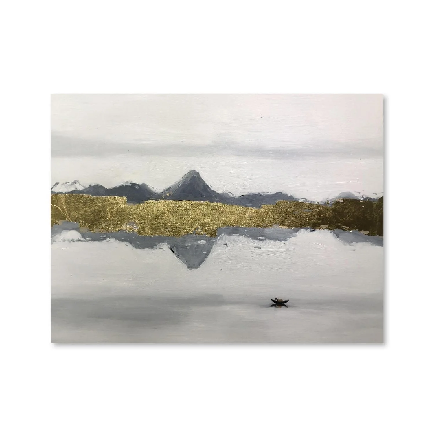 Golden Reflection River Oil Painting - Image 3
