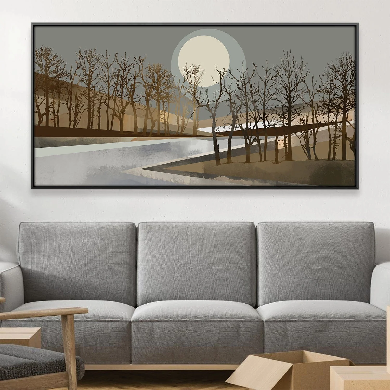 Geometric Moonrise Canvas