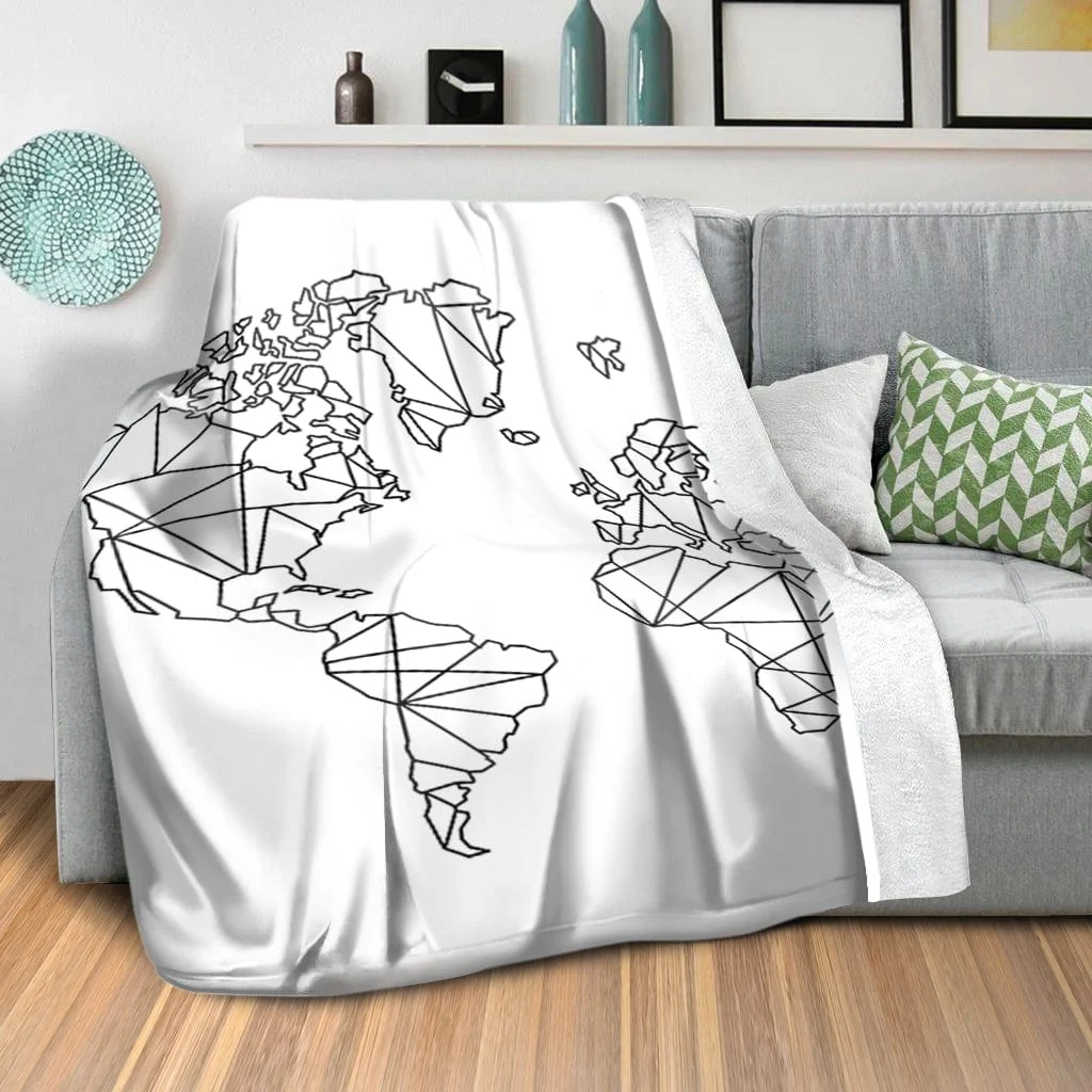 Geometric World Map Blanket - Image 2