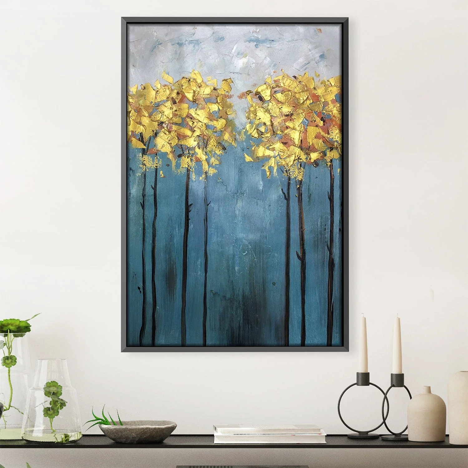 Gold Foil Flower Oil Painting - Image 2