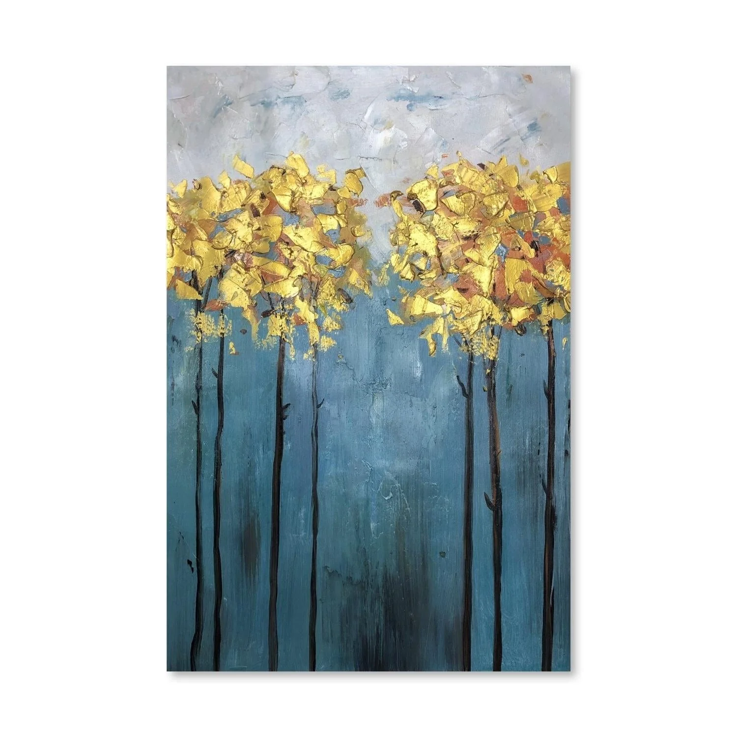 Gold Foil Flower Oil Painting - Image 3