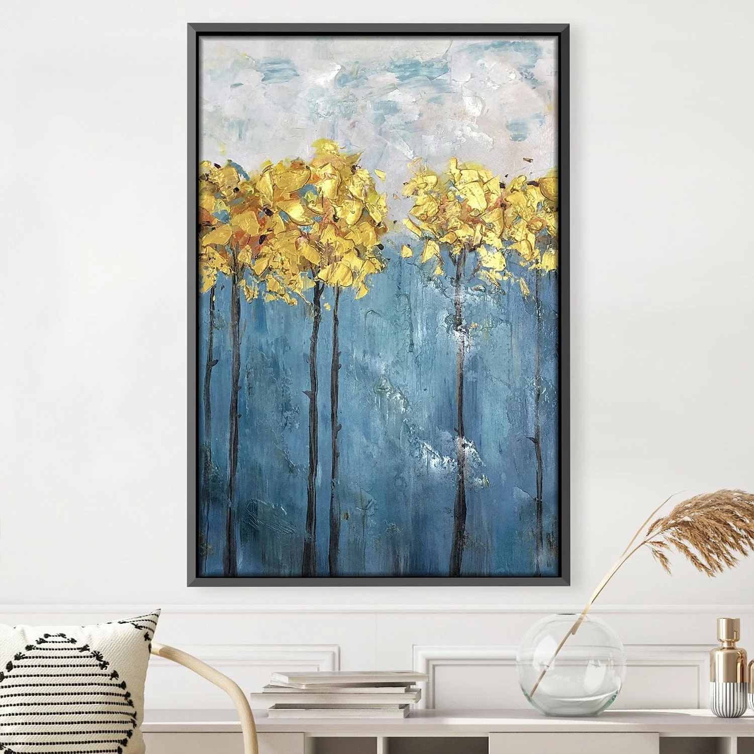 Golden Foil Flower 3 Oil Painting - Image 2