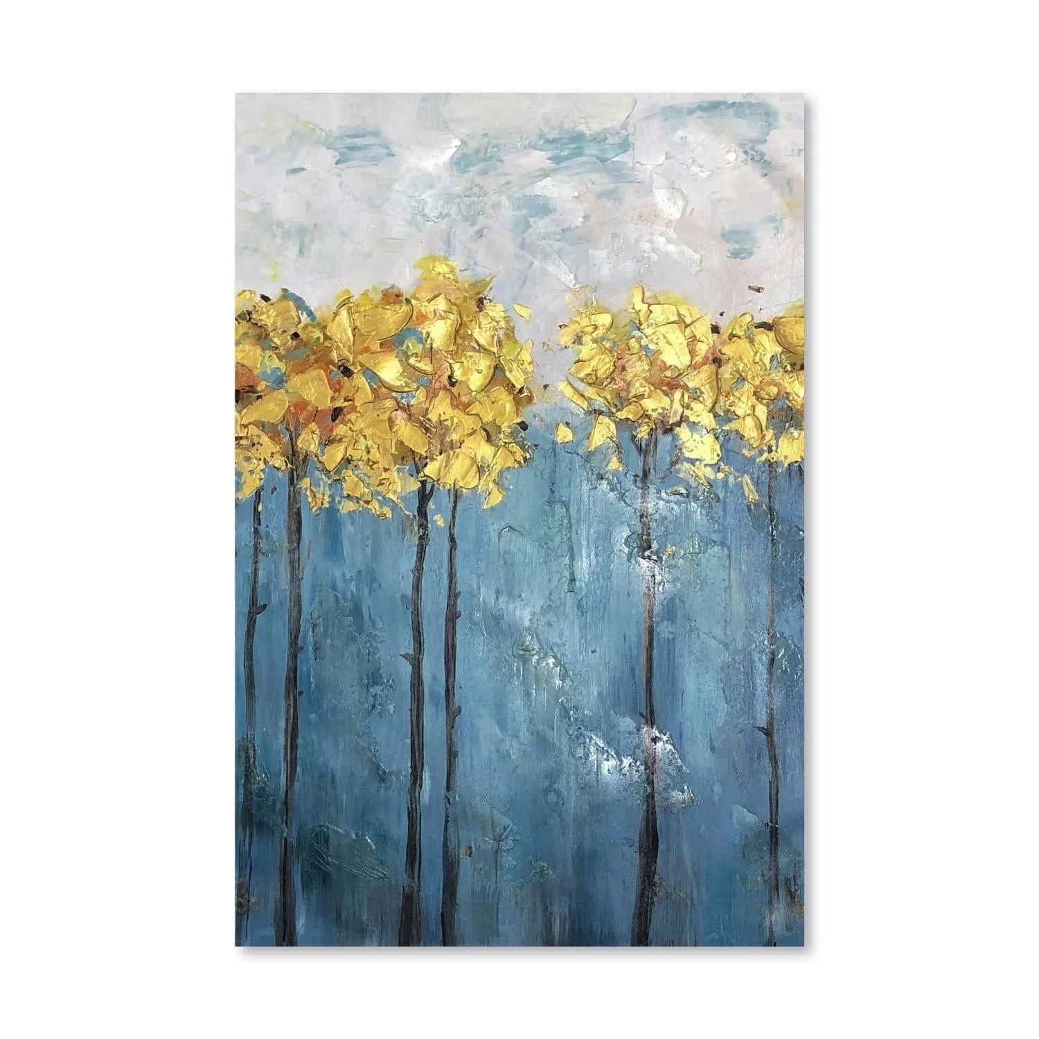 Golden Foil Flower 3 Oil Painting - Image 3