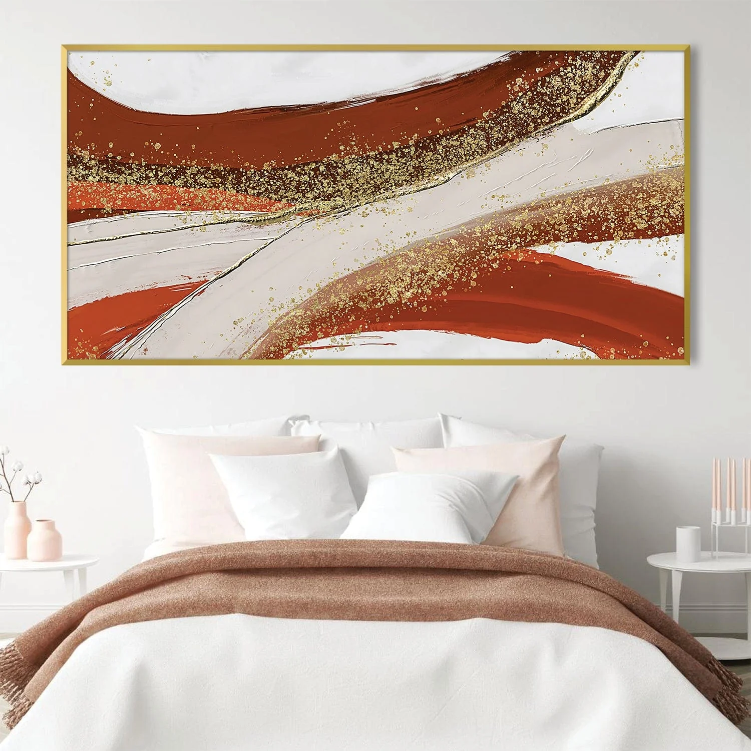 Golden Orange Abstract Canvas - Image 2