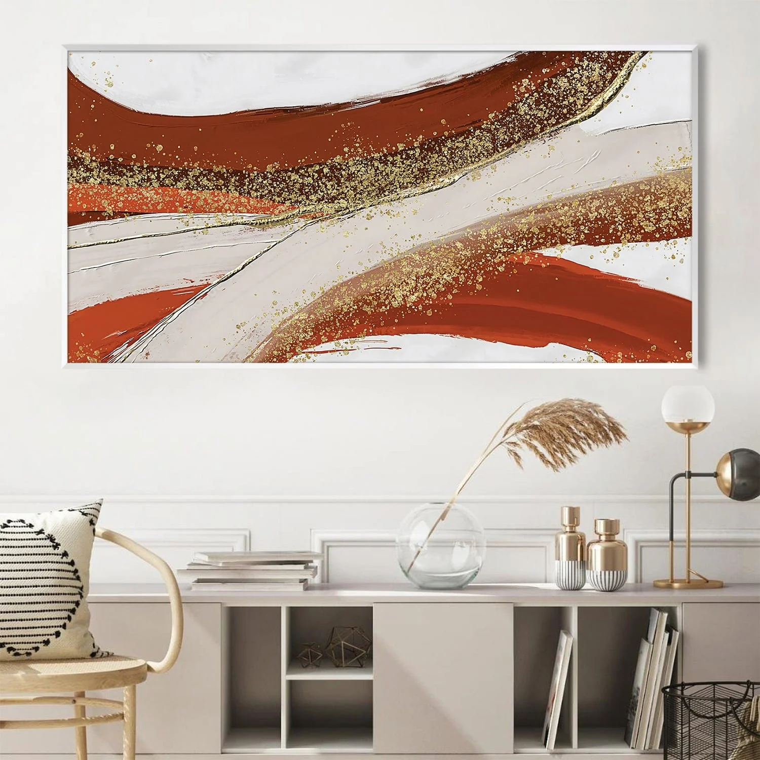 Golden Orange Abstract Canvas - Image 3