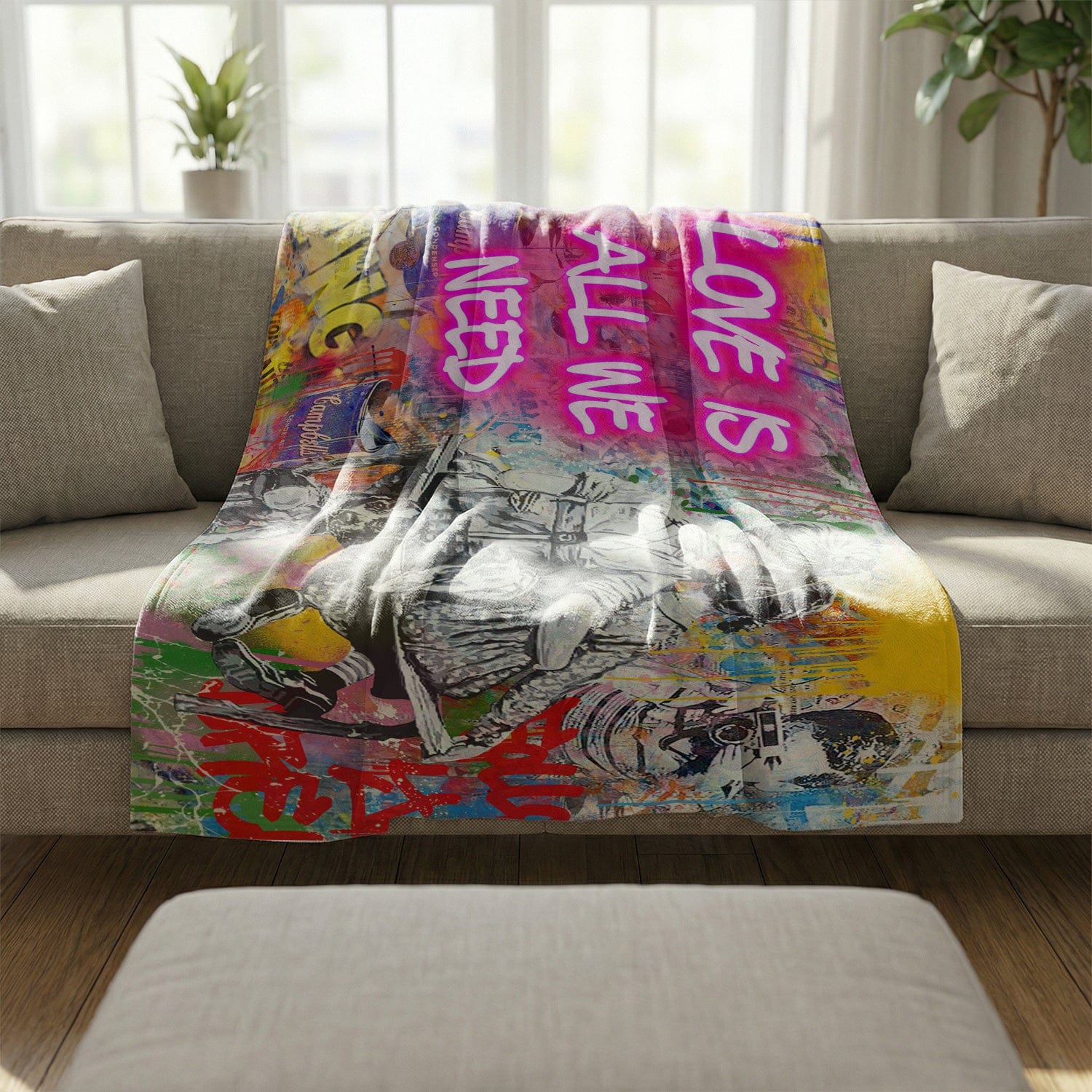 Graffiti Banksy Love Is All We Need Blanket - Image 3