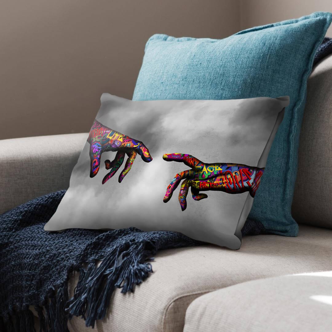 Graffiti Hand of God Cushion - Image 2